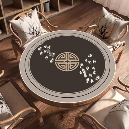Round Mahjong Mat Silent and Noise Reduction Mahjong Tablecloth with Rubber Backing Large Play Mat for Poker, Card, Board, Tile Games(Coffee,85cm/33.46in) - color: Coffee, size: 85cm/33.46in