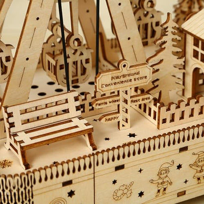 3D Wooden Puzzles for Adults, Ferris Wheel Kit w/Music & Spark Light | 183Pcs Creative Craft Kits for Adults, DIY Assembly Puzzle Desk Decor, Holiday Present for Xmas, Teens Men 14+ STEM Project - style: Ferris Wheel