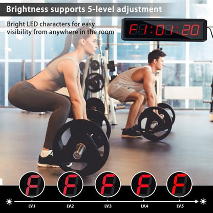 Fitness Timer with Stopwatch Button, Suitable for School/exam/Home Exercise/Gym/Gym SMAHEAT Electronic Fitness Timer (1.5 inch six-Digit All-red) - color: 1.5 Inch Six-digit All-red