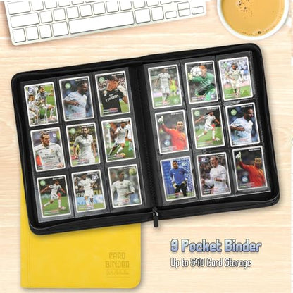 Trading Card Binder, Premium 9 Pocket Double Sided 540 Pocket PU Card Collection Binder, Collectible Trading Card Albums for MTG, TCG, Sport Card, Game Cards (Yellow) - color: Yellow