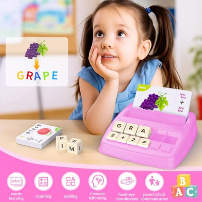 DEGIDEGI Educational Toys for Kids Ages 3-8, Matching Letter Spelling Game ABC Learning, Learning Toys for 4-7 Year Old Girls,Christmas Birthday Party Gifts for 3 4 5 6 7 8 Year Olds Girls Pink - color: Pink