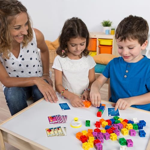 Miniland Creative Board Games for Kids +6 Years, Fun Family Games with Cards & Polycube Challenges, Encouraging Creativity, Speed and Family Fun, Kids Toys, Up to 4 Players | Clickies - color: Clickies