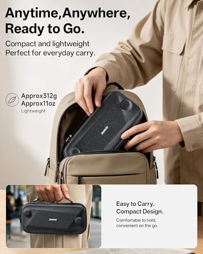 JEMDO Portable Slim Carrying Case for Switch 2, Hard Shell Travel Case | Shockproof EVA Shell with Soft Interior, 12 Game Slots, Dual Zippers, Adjustable Strap, 6 Thumb Grips - color: Black