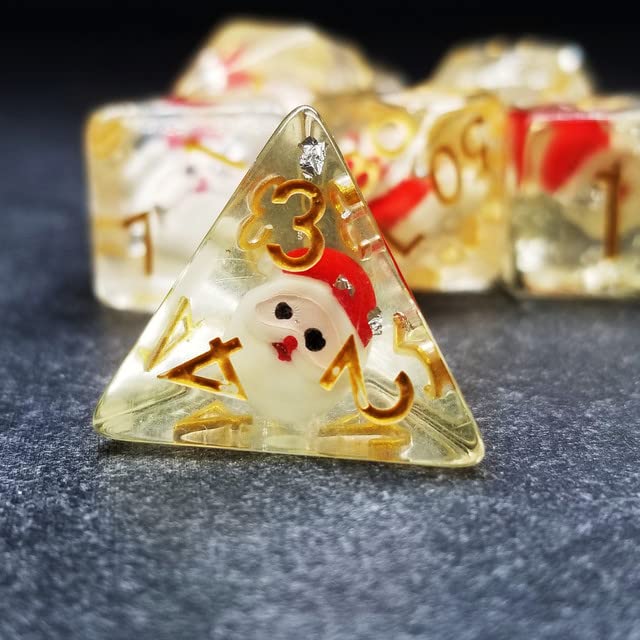 Sage's Portal Familiars and Reagents Resin DND Dice Set Polyhedral Dice Set for Dungeons and Dragons RPG Tabletop TTRPG (Jolly Santa) - color: Jolly Santa