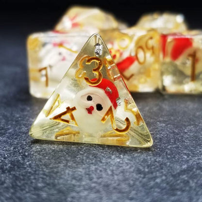 Sage's Portal Familiars and Reagents Resin DND Dice Set Polyhedral Dice Set for Dungeons and Dragons RPG Tabletop TTRPG (Jolly Santa) - color: Jolly Santa