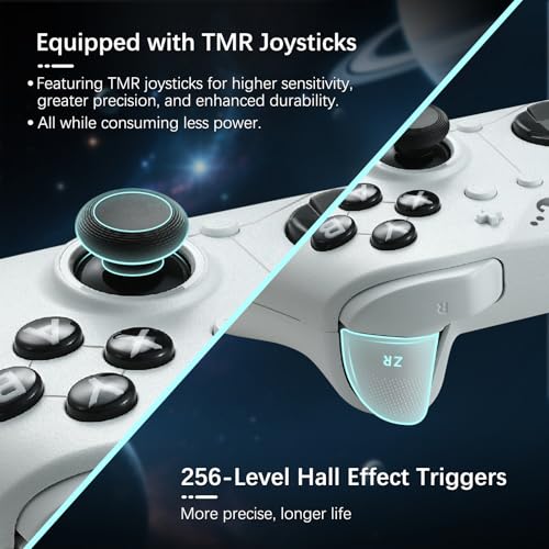 GuliKit ES PRO Wireless PC Controller for Switch 1/2, Windows/Steam Deck | 3.25ms Low Latency,Magnetic TMR Joysticks,Support Switch1/2 Wake-Up, Tactile Switch D-pad, White - color: White