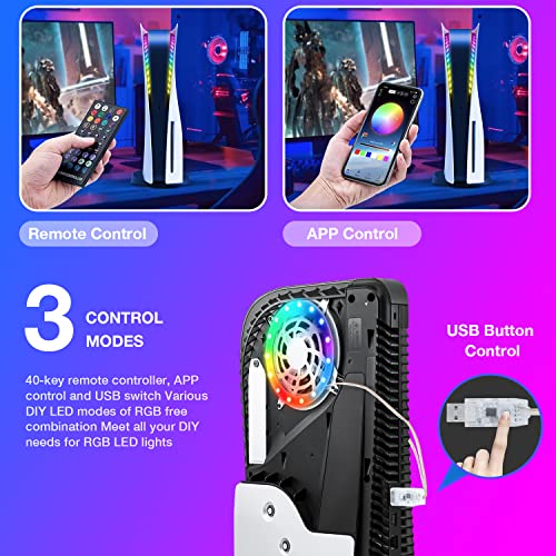 JUSPRO PS5 LED Light Strip, RGB Ring LED Lights Kit Accessories Compatible with PS5 Slim Console Digital Edition & Regular Edition - color: LED Light