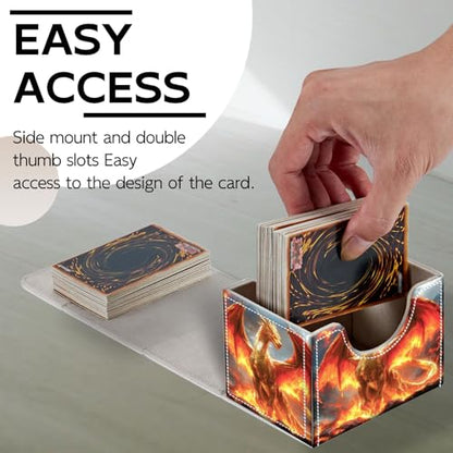 Trading Card Storage Box, Holds 100+ for MTG Cards, Premium PU Leather with Magnetic Closure, Golden Dragon Amid Flames Durable Deck Box for Magic the Gathering, Trading Card Games - color: Golden Dragon Amid Flames