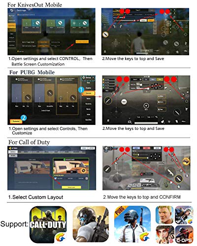 4 Trigger Mobile Game Controller with Cooling Fan for PUBG/Call of Duty/Fortnite [6 Finger Operation] YOBWIN L1R1 L2R2 Gaming Grip Gamepad Mobile Controller Trigger for 4.7-6.5" iOS Android Phone