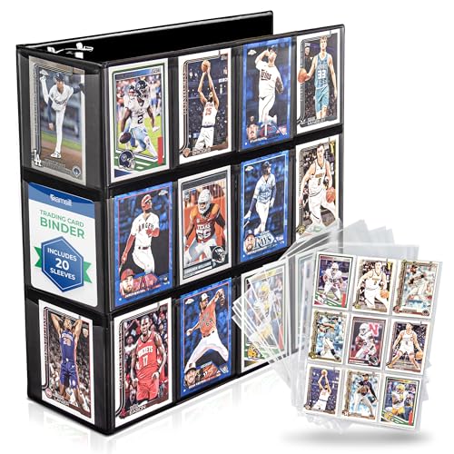 Samsill Trading Card Binder with 20-Pack of 9 Pocket Card Sleeves (Holds 360 Cards), Customizable Cover, 2" D-Ring Binder for Collectors, Top Loading, Card Storage for Football Cards