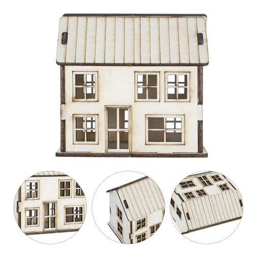 Kisangel DIY Miniature House Kit Unfinished Wood House Model for Painting and Assembly 3.66 X 3.46 X 2.44 in Small Wooden for Christmas Village Decoration Holiday Scene Craft Projects