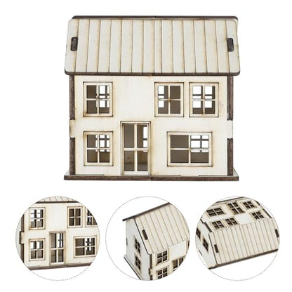 Kisangel DIY Miniature House Kit Unfinished Wood House Model for Painting and Assembly 3.66 X 3.46 X 2.44 in Small Wooden for Christmas Village Decoration Holiday Scene Craft Projects