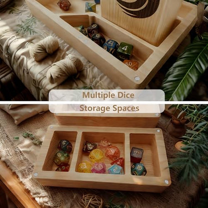 Wooden Dice Tower, DND Dice Roller with Tray | Portable Magnetic Die Roller Castle for Dungeons and Dragons, Board Game, D&D Tabletop Game and RPG Games