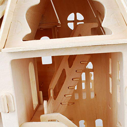 NWFashion Wooden Dream Dollhouse DIY Kits 3D Puzzle for Christmas Party Halloween House (Dream House) - color: Dream House