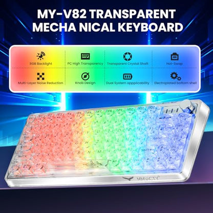 75% Hot‑Swappable Tri‑Mode Mechanical Keyboard, Wireless Bluetooth 5.0 2.4G USB‑C Gaming Keyboard with Volume Knob, Pre‑Lubed Linear Switch, RGB Backlit Metal Shell Compact Keyboard for PC Mac Gamers - color: White