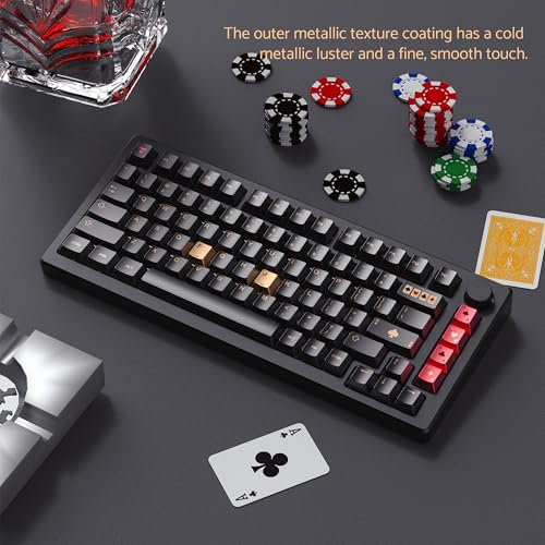 dagaladoo Keyboard keycaps Set, Double Shot PBT keycaps,Cherry Profile Custom Key caps 60 65 75 Percent for Cherry-mx 61/66/68/75/87 Retro Mechanical Keyboard,Black Poker Metal Coating - color: Black,Metal coating