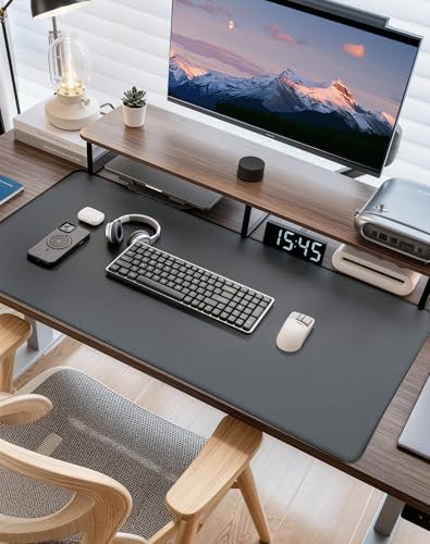 Reniteco Waterproof Large Office & Gaming Mouse Pad, 35.4" x 15.7" x 0.12" | Anti-Fray Stitched Edges, Premium Textured Surface, Non-Slip Rubber Base, Water and Stain Resistant Protection - color: Matte Gray, size: 35.4''x15.7''x0.12"