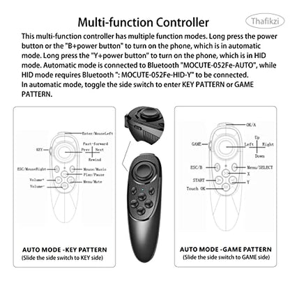 VR Remote Controller for Phones Compatible with Oculus/iOS/Android, Wireless Bluetooth Joystick Remote for iPhone/iPad/Flip E-Book/PPT/Nook Page/to Control Music, Video, Games, Selfie (Upgraded)
