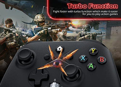 Gamrombo 2 Pack Wireless Controller Replacement for X-box One, X-box Series X|S Controller with Audio Jack & Volume Button/Turbo/Macro/Dual Shock, with 2.4GHz Adapter Black+White