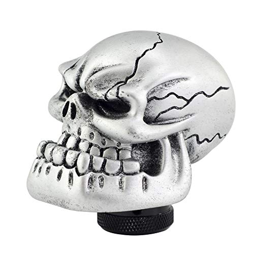 Silver Skull Manual Automatic Gear Shift Knobs - color: Silver