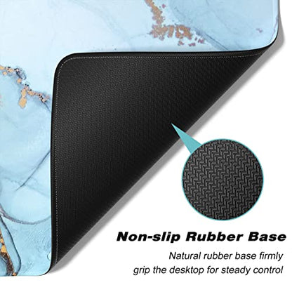 Extended Gaming Mouse Pad, XXL Large Desk Pad 30 x 14 Inch, Big Computer Keyboard Mousepad, Waterproof Mouse Mat with Stitched Edges and Non-Slip Base for Women Office Gaming, Blue Marble - color: Blue Marble