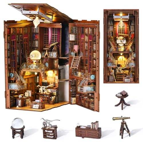 MiniCity Beyond Library Book Nook Kit, DIY Wooden Bookshelf Model with LED | Create a private library for display; LED, dust cover, glue/tools and guide included; 520 pieces, 8-10 hr build, ages 14+. - style: Beyond Library
