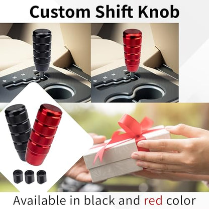 ecocstm Car Shifter Knob, Aluminum Gear Shift Style Knobs, Car Accessories | 3.74" Shift Knob with 3 Threaded Adapters M8 M10 M12 x 1.25 Fit Universal Manual Transmission, Automotive, Trucks (Black) - color: Black