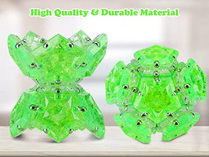 Magnetic Fidget Sphere Stress Relief Toys for Adults Kids, Anxiety Sensory Fidget Toys with Strong Neodymium Magnets, Desk ADHD Focus Tool Gift for Men Women (2.67'' Travel-Safe Toy Ball) - color: Crystal Bright Green Holographic Glitter