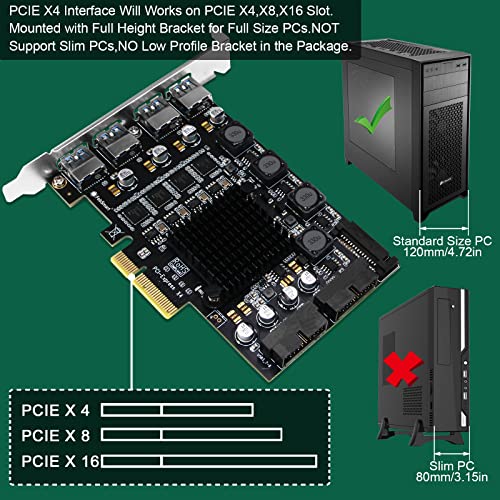 PCIE X4 to 4X Channels 8-Ports Superspeed 5Gbps USB 3.0 Expansion Card, 4X Dedicated USB 3.0 5Gbps Channels 20Gbps Total Bandwidth, Built in FebSmart Self-Powered Technology (FS-4C-U8-Pro) - style: FS-4C-U8-Pro