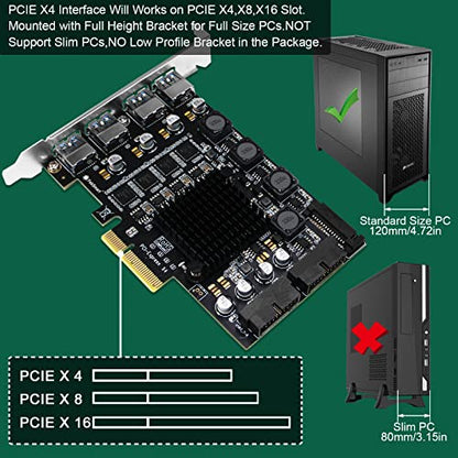 PCIE X4 to 4X Channels 8-Ports Superspeed 5Gbps USB 3.0 Expansion Card, 4X Dedicated USB 3.0 5Gbps Channels 20Gbps Total Bandwidth, Built in FebSmart Self-Powered Technology (FS-4C-U8-Pro) - style: FS-4C-U8-Pro