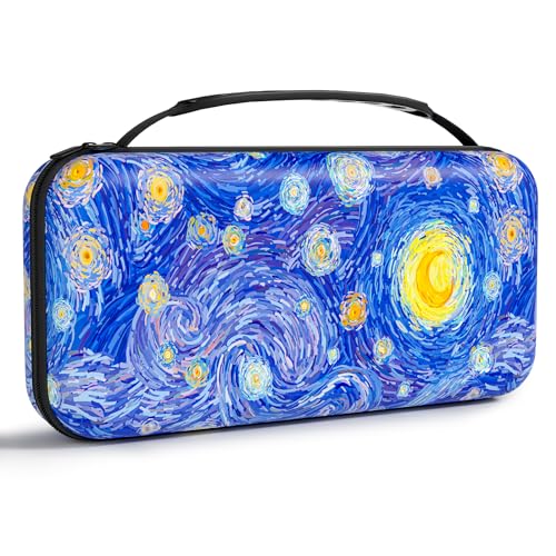 NPOOYI Carrying Case for Nintendo Switch OLED 2021/2017, Hard Shell Cover | Hard Shell Protective Switch Case, Portable Travel Storage Bag with Pockets and Game Holder for Console Joy-Con & Accessories - color: Starry Night