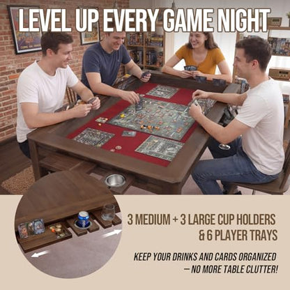 Solid Wood Board Game Table for 4–6 Players with 54" x 30.7" - color: Warm Walnut, size: Recessed Leaves