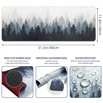Galdas Mouse Pad For Gaming,Forest Background Pattern XXL XL Large Mouse Mat Long Extended MousePad Desk Mat Non-Slip Rubber Mice Pads Stitched Edges Thin (31.5 x 11.8 x 0.12 Inches) Tree - color: Tree