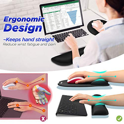 Gimars Upgrade Enlarge Superfine Fibre Soft Smooth Gel Ergonomic Mouse Pad Wrist Support and Keyboard Wrist Rest for Computer, Laptop, Mac, Gaming and Office, Durable, Comfortable and Pain Relief - color: Black