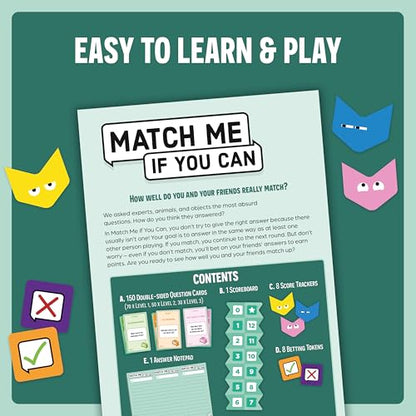 Ravensburger Match Me If You Can - Party-Game with 300 Curious Questions - Fun Conversation Starter & Social Guessing Game - 3 to 8 Players - Ages 8+