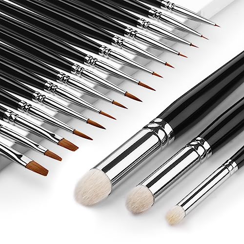 Miniature Model Paint Brushes Drybrush Set 18pcs for Effect, Fine Tip Model Painting - Professional Dry Brush Detail Paint Brushes for Miniature Acrylic, Watercolor, Oil Painting - size: 18pcs