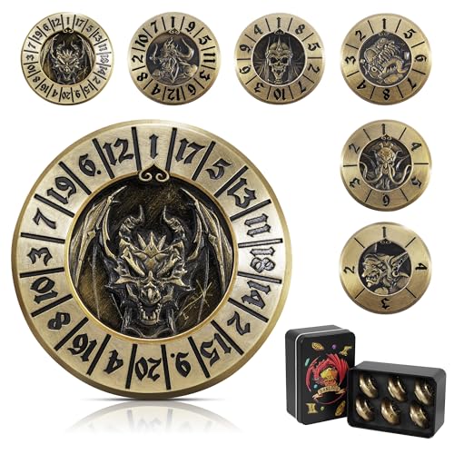 D&D Dice Set,7PCS Metal Dice for Dungeons and Dragons,Mini Dice Set with Pocket Watch Case,Role Playing Board Games Accessories (Dragon, Bronze-F) - color: F-bronze, style: Dragon