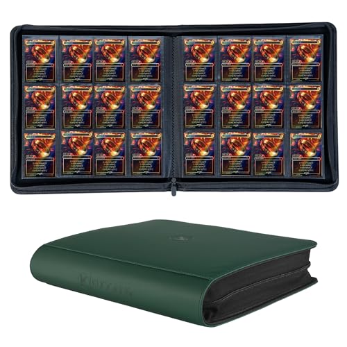 1200+ Pockets Trading Card Binder, 12-Pocket Card Ablum Compatible with MTG,Sports Cards & Other Standard Size Trading Card (GREEN) - color: Card Binder 12 Pocket Green