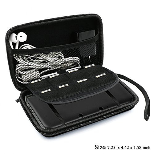 ADVcer 3DS Case, EVA Waterproof Hard Shield Protective Carrying Case with Detachable Hand Wrist Strap Compatible with Nintendo New 3DS, 3DS, 2DS XL or DSi, DS Lite, Black - color: Black