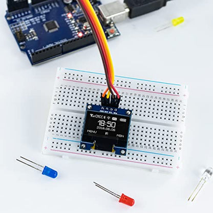 Hosyond 5 Pcs 0.96 Inch OLED I2C IIC Display Module 12864 128x64 Pixel SSD1306 Mini Self-Luminous OLED Screen Board Compatible with Arduino Raspberry Pi (White) - color: White