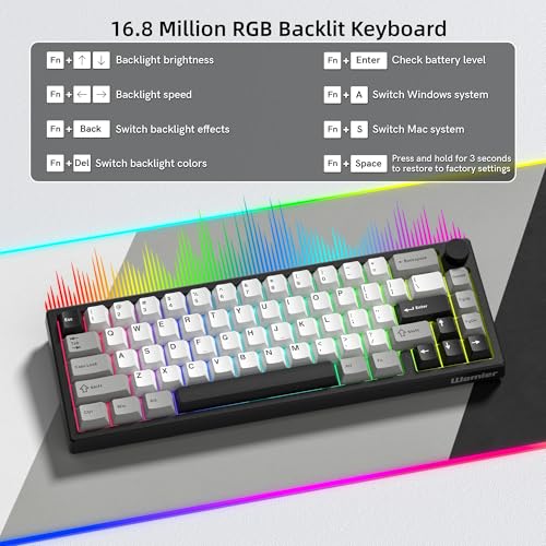Womier Wireless 60% Gaming Keyboard with CNC Knob Mechanical Keyboard | QMK/VIA Creamy Mechanical Keyboard,Tri-Mode Thocky Custom Black White Key Board,Hot Swap Gasket Mount RGB for Win/Mac-Q61 V2 - color: Black/Grey