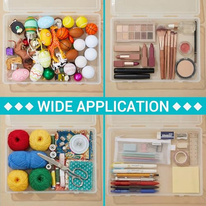 Gerrii 4 Pack Extra Large Board Game Storage Organizer Box, Plastic Storage Container 15"/ 12.8" with Latch Lid, Stackable Craft Paper Case for Puzzles, Cards, Chess Pieces, Art Supplies - size: 15"/ 12.8"