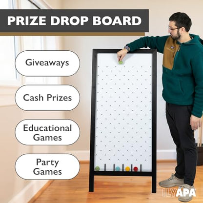 Ilyapa Prize Drop Board, 28x57 in - Penny Drop Game, Whiteboard Sign | Wooden A-Frame Whiteboard Sign, Includes 20 Coin Drop Discs & Eraser - For Trade Shows & Events - color: White, size: 28x57