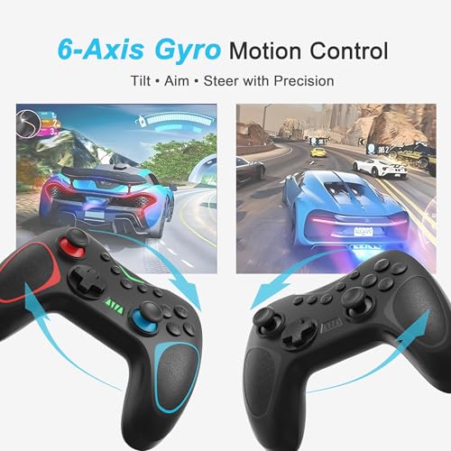 Playnex 2 Pack Wireless Controllers for Nintendo Switch/PC, Hall Effect Joysticks, RGB Lighting, 6-Axis Gyro, Turbo, Dual Vibration & Programmable M1/M2 Buttons (Black + Red/Blue) - color: Black + Red/Blue 2-Pack