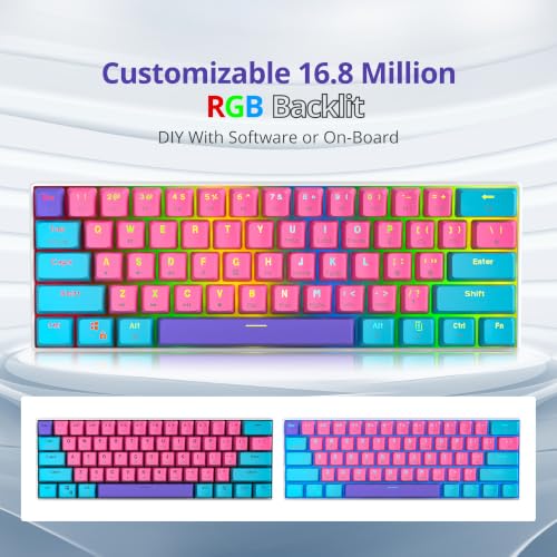 60% Mechanical Keyboard Wired Linear Red Switch RGB Backlight | 60 Percent 61-keys Compact Layout Gaming Keyboard TKL Ultra-Compact Mini RGB Backlit - color: 61 Zhi/Red Switch