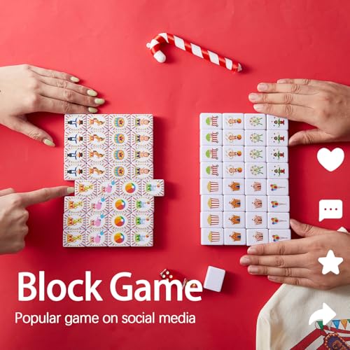 Hollowfly 2 Player Mahjong Block Set with Storage Bags 65 Tiles 30 mm Carnival Mahjong Push Tile Game with Colorful Circus Pattern No DIY Required for Friend Family Game Night Party Gift - style: Carnival