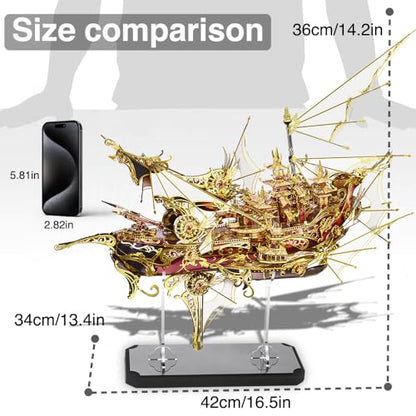 Piececool 3D Metal Puzzles, Nine Heavens Boat Models Kits to Build for Adults, Difficult Brain Teaser DIY Crafts Assemble Ship Building Kits Gifts for Man Women Family Time - color: Nine Heavens Boat