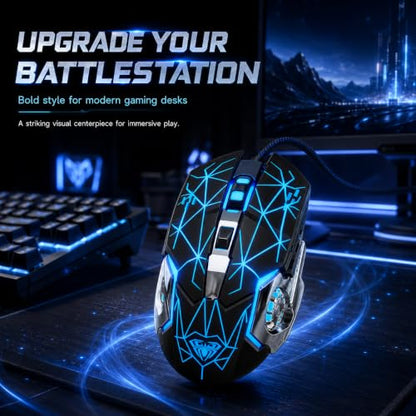 【 Starlight Effect - 59 inch Cable 】2026 Wired Gaming USB Optical Mouse - Four Level Adjustable DPI Optical Sensor - Ergonomic Design - Precise Control - Built in Scroll Wheel Function - Plug and Play - color: Black, size: Upgraded Mouse