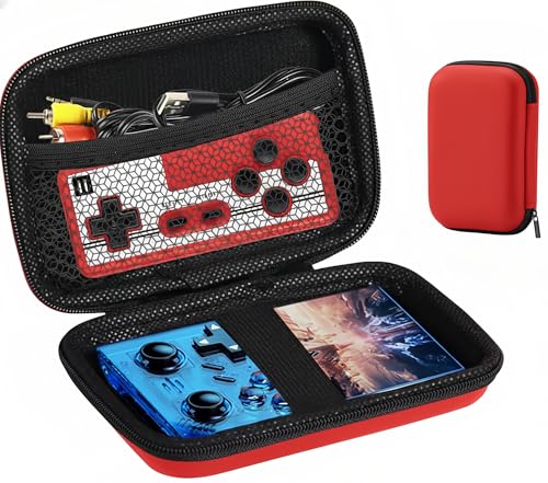 HideRacoon Retro Handheld Game Console Case, Red | Protective Travel Carrying Box, For Charging Cable, For Earplugs, For Batteries and Accessories - color: red