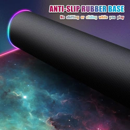 RGB Mousepad Led Mouse Pad Desk Mat I 31.5 x 11.8 Inch Large Mouse Pad I XL Oversized Big Mouse mat 14 Led Light Modes I Anti-Slip Rubber Base Waterproof Keyboard Pad for PC Gaming I Milky Way Galaxy - color: Milky Way Galaxy